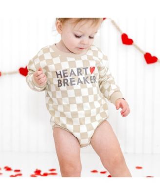 Boys' Heartbreaker Checkered Valentine's Day Long Sleeve Romper - Baby
