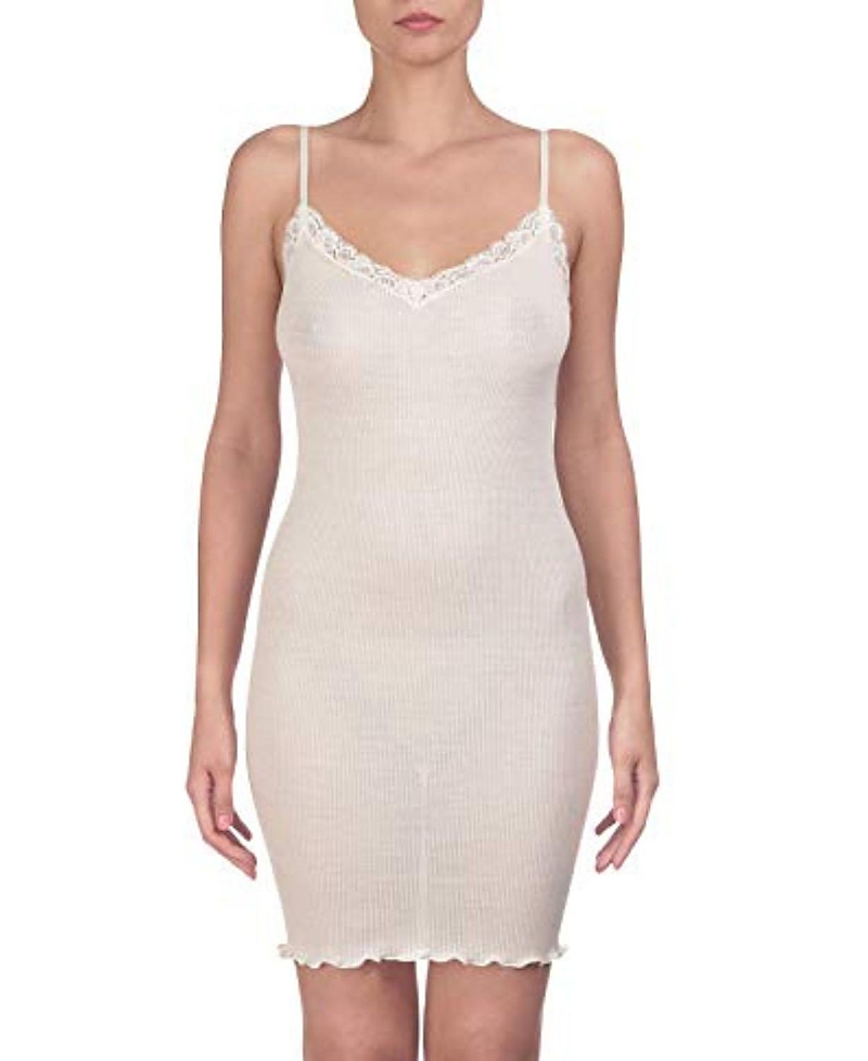 Oscalito Ribbed Wool & Silk V-Neck Chemise Nightgown with Lace Trim