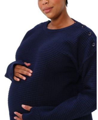  Women's Button Detail and Subtle Thumbhole Feature Maternity & Nursing Sweater