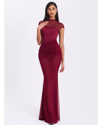  Fabienne Mesh Cap Sleeve Mermaid Gown