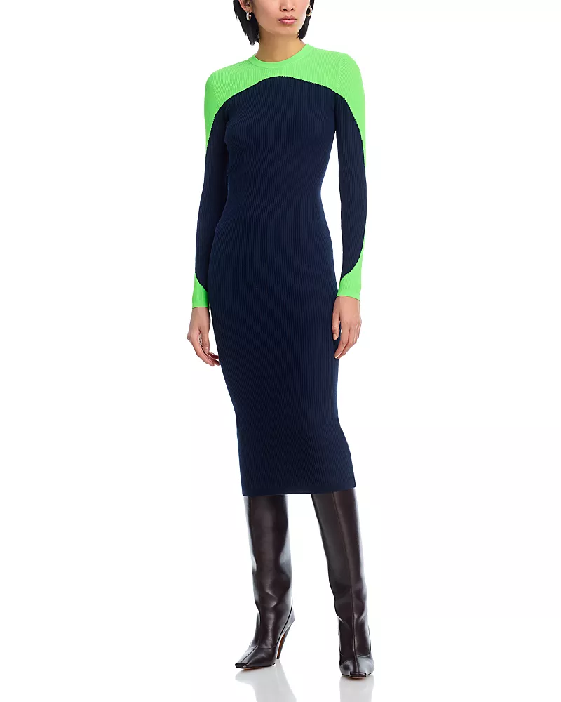 Essentiel Antwerp Color Blocked Ribbed Dress