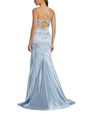  Strapless Satin Mermaid Gown With Bow Details
