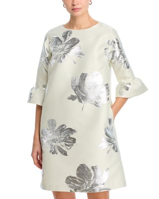 Ruffled Cuff Metallic Dress