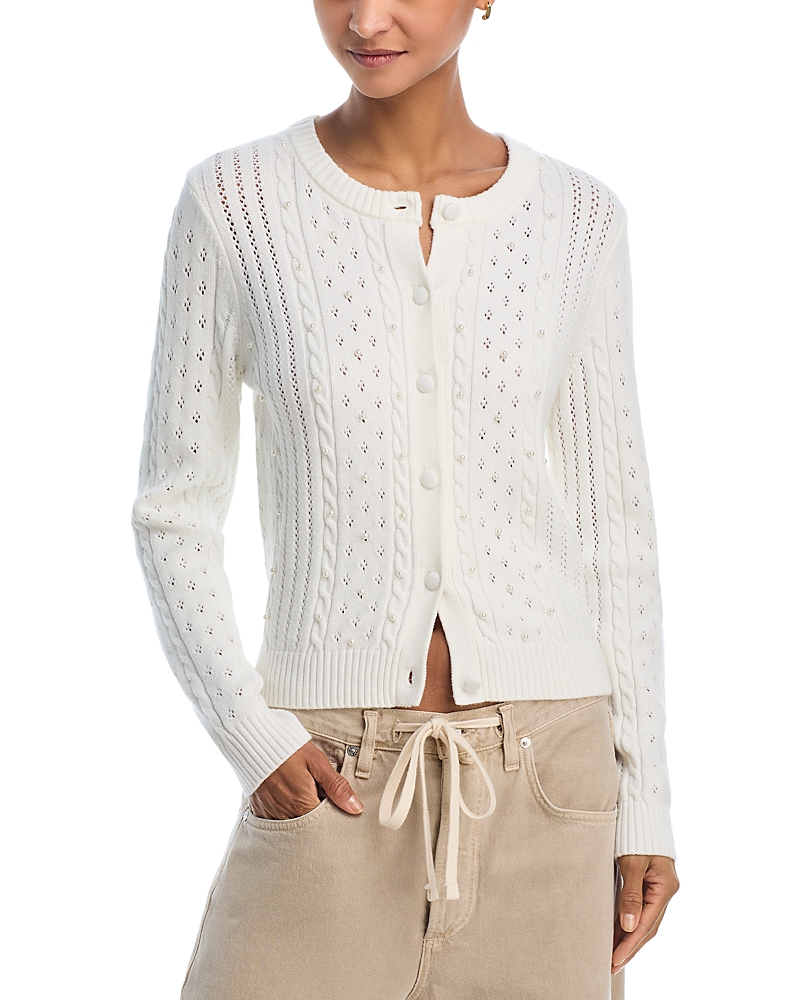 Aqua Pointelle Pearl Cardigan - Exclusive