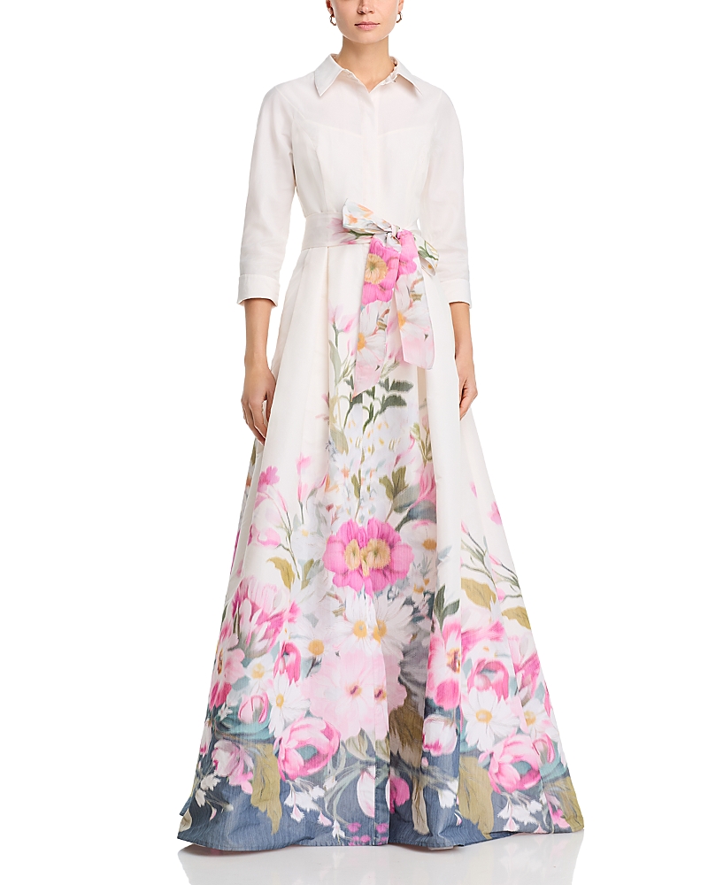 Teri Jon by Rickie Freeman Taffeta Collared Gown