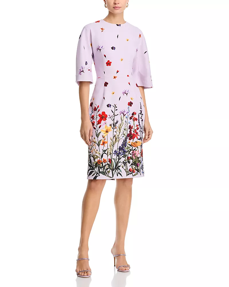 Teri Jon by Rickie Freeman Crepe Floral Dress