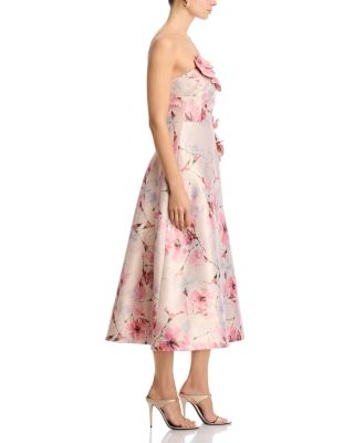 Strapless Gazar 3D Floral Dress