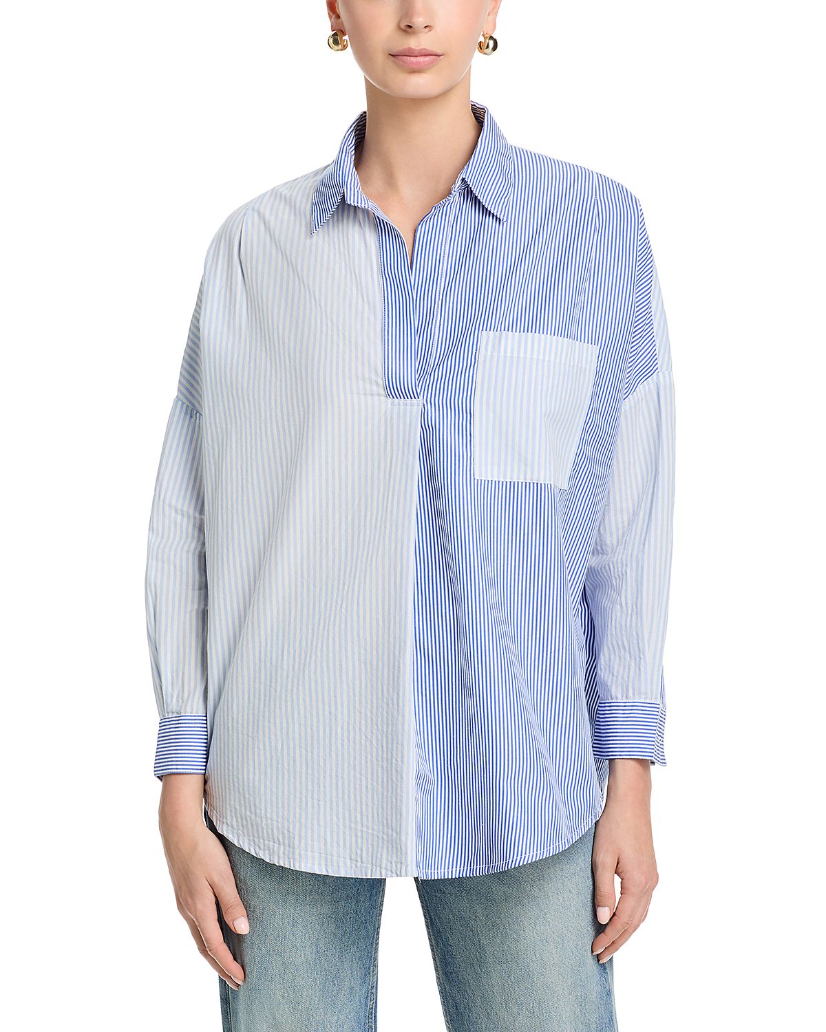 French Connection Striped Popover Shirt