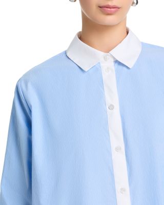 Poplin Ticking Contrast Shirt