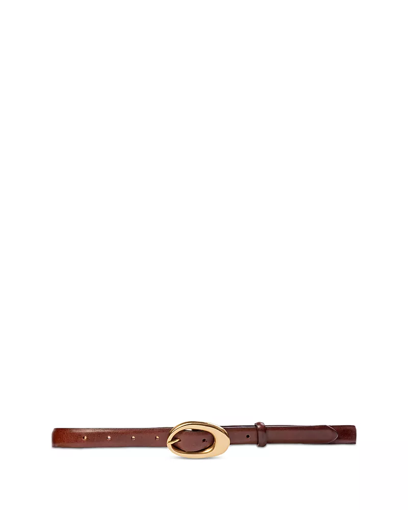 Black Suede Studio Women's Oval Buckle Belt
