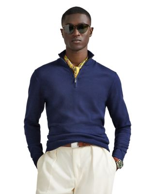 Cotton Quarter Zip Mockneck Sweater