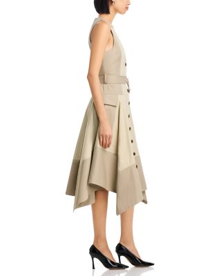 Patchwork Sleeveless Belted Utility Dress