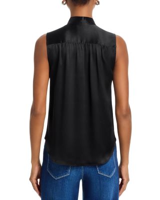 Phoebe Sleeveless Band Collar Silk Top