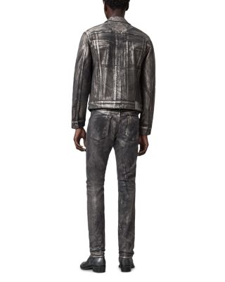 Skinny Fit Distressed Jeans in Metal Grey