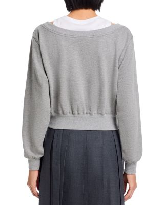 Long Sleeve Embellished Double Layer Sweatshirt