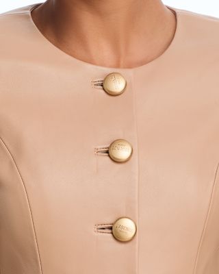 Mariella Collarless Leather Blazer