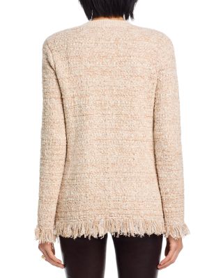 L'AGENCE Kastoria Fringe Trim Cardigan Sweater | Bloomingdale's Women
