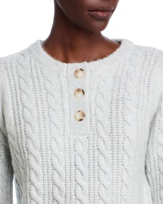 Quarter Placket Cable Knit Sweater