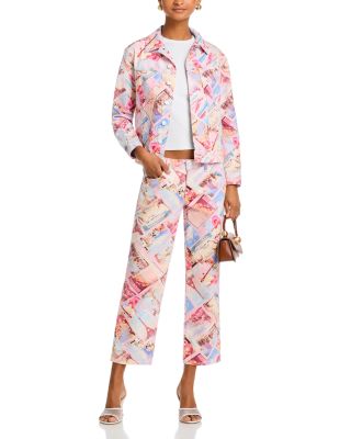 Joey Oversized Jacket & Blaine Low Rise Crop Stovepipe Jeans in Pink Postcard