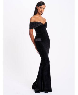  Qamra Velvet Off Shoulder Mermaid Maxi Dress