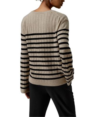  Drop-Shoulder Striped Cashmere Sweater