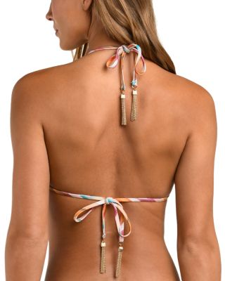 Annabelle Watercolor Stripe Triangle Bikini Top & Side Tie Bikini Bottom