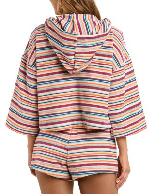 Amiya Watercolor Stripe Swim Cover-Up Shorts 
