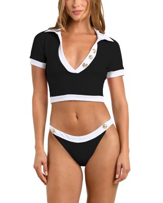 Anastasia Colorblocked Polo Rash Guard & Jean Colorblocked Chic Bikini Bottom