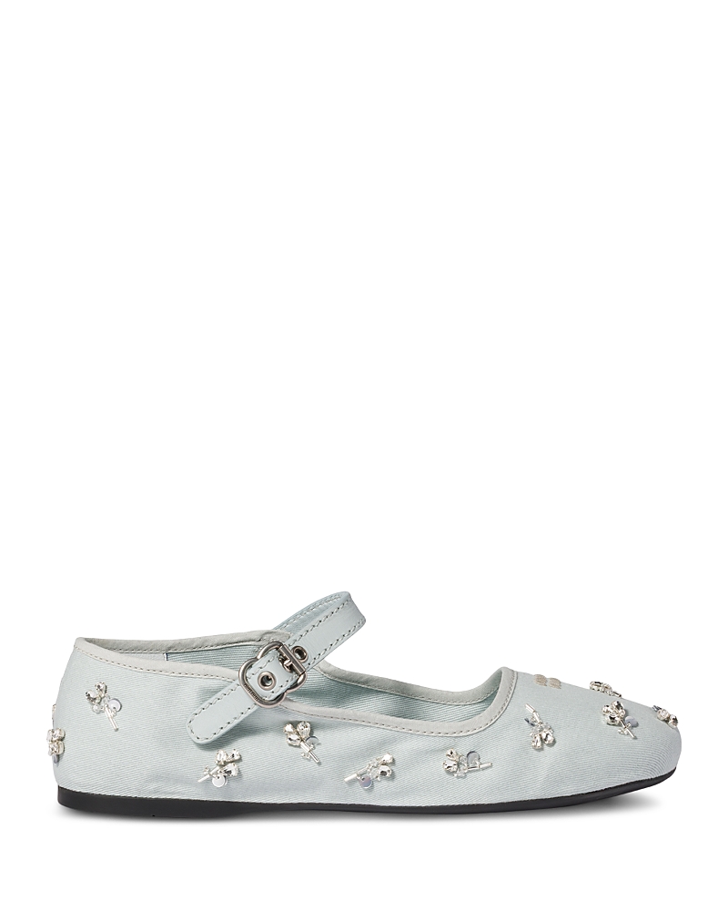 Miu Miu Women's Crystal Embellished Mary Jane Ballerinas