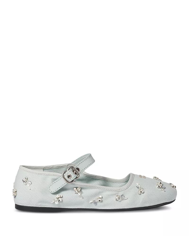 Miu Miu Women's Crystal Embellished Mary Jane Ballerinas