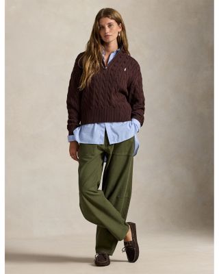 Cable Knit Cotton Quarter Zip Sweater