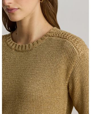 Metallic Cotton Blend Crewneck Sweater