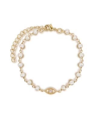  Dreamlike Protection Pearl Evil Eye Charm Bracelet