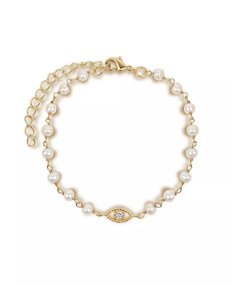Karma and Luck Dreamlike Protection Pearl Evil Eye Charm Bracelet