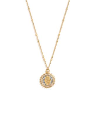  Precious Protection Gold Plated Hamsa Medallion Necklace