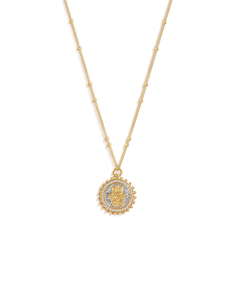 Karma and Luck Precious Protection Gold Plated Hamsa Medallion Necklace