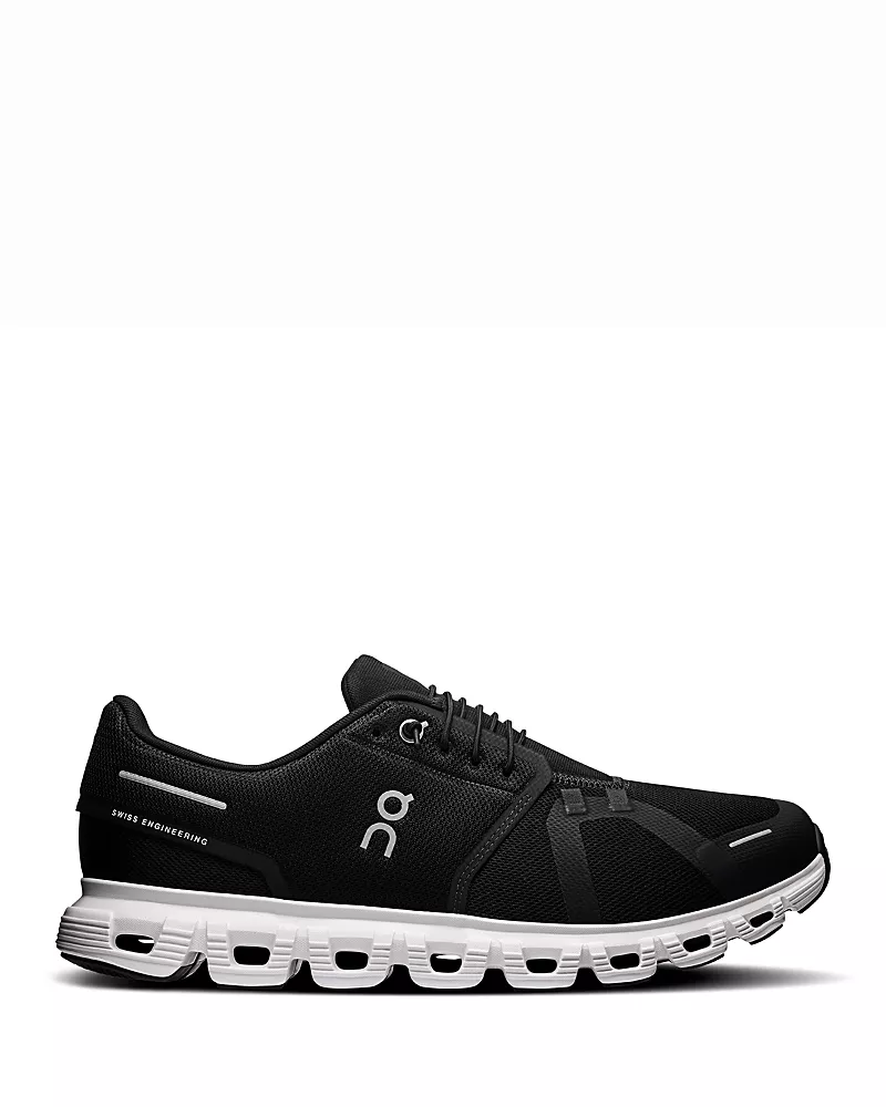On Men's Cloud 6 Sneakers in Black/White