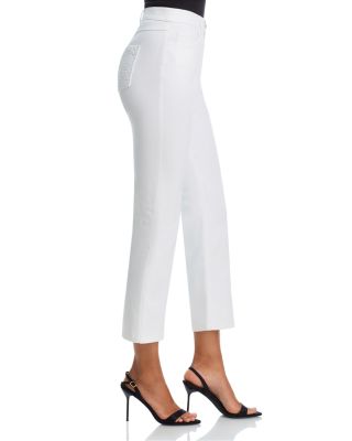 Stevie Lace Cropped High Rise Jeans in White