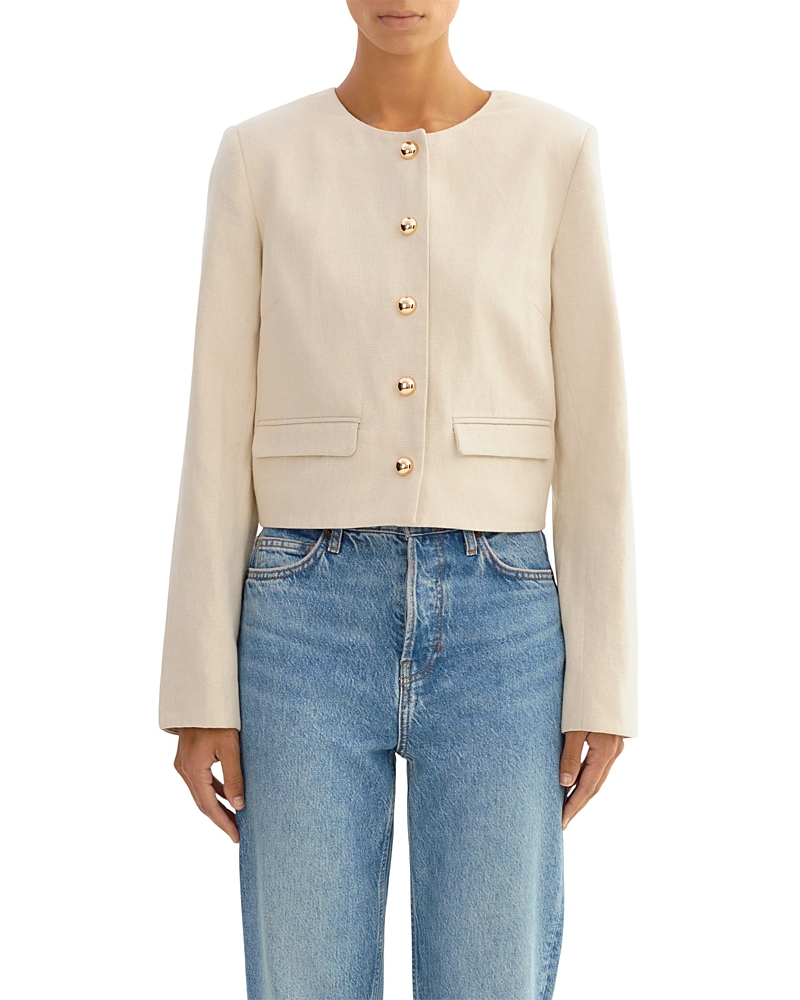 Lamarque Linen Twill Collarless Jacket