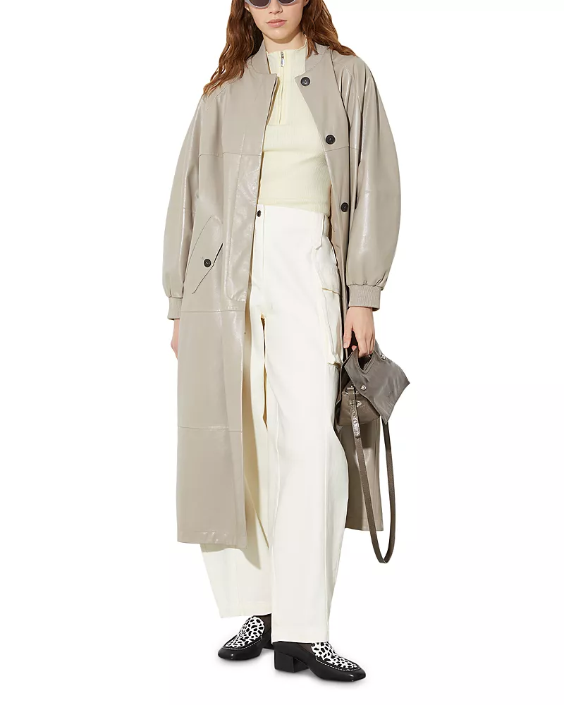 Mac & Co. Glossy Leather Duster Coat
