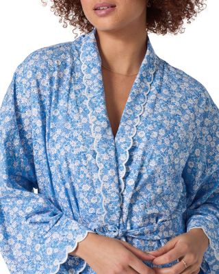 Something Blue Banded Collar Stretch Jersey Robe