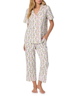 Pink Short Sleeve Classic Stretch Jersey Cropped Pajama Set