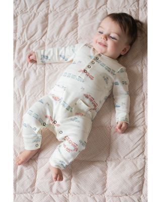 Unisex Henley Printed Patch Pocket Romper - Baby