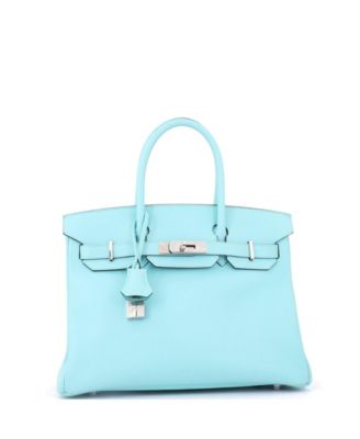 Birkin 30 Handbag Blue Epsom with Palladium Hardware