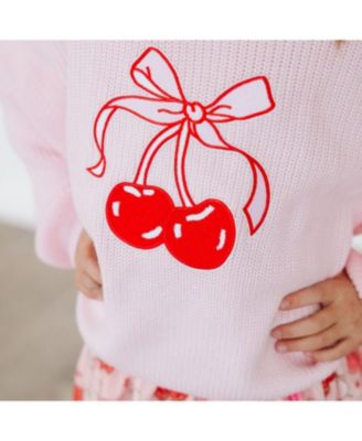 Girls' Cherry Coquette Knit Sweater- Baby, Little Kid