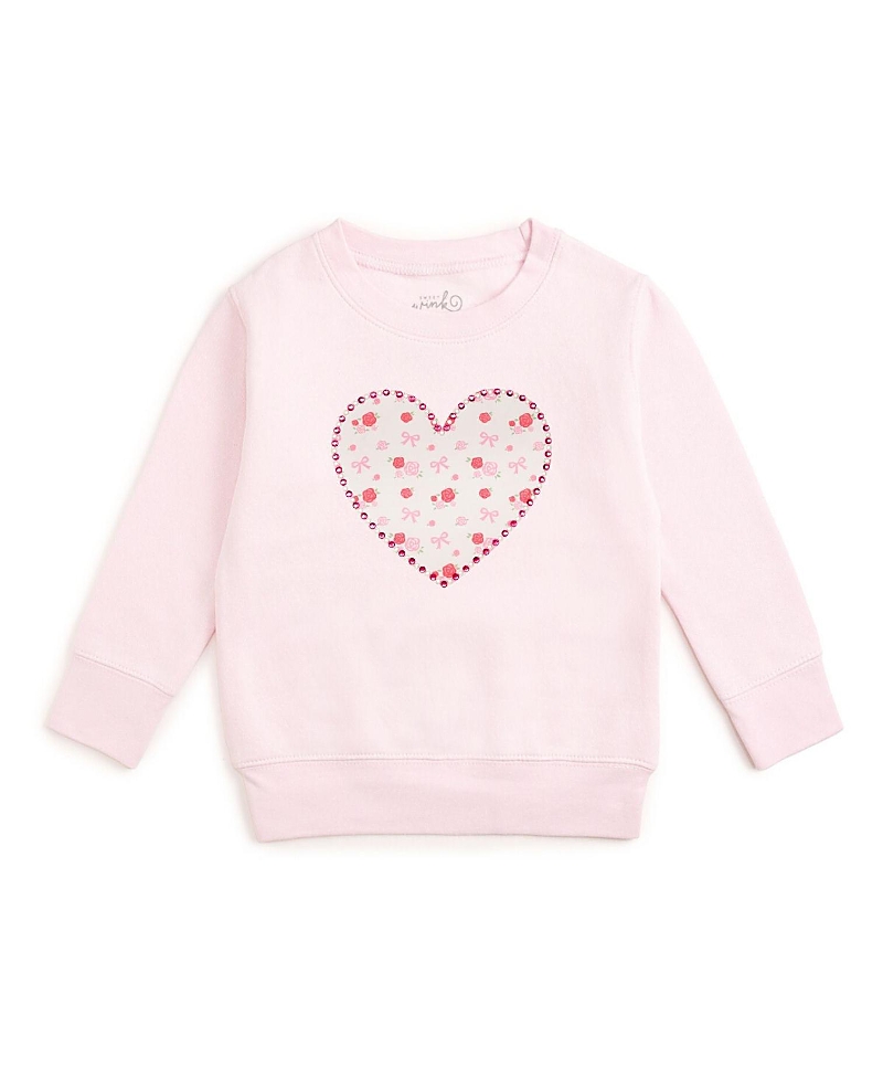 Sweet Wink Girls' Dainty Rose Pearl Heart Patch Sweatshirt - Baby, Little Kid
