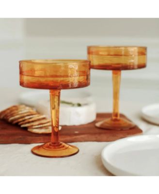 Handblown Hammered Coupe Cocktail Glasses, Set of 4