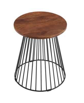  Valeo Round Wood and Metal Side Table