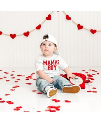 Boys' Mama's Boy Varsity Patch Valentine's Day Short Sleeve T-Shirt - Little Kid, Big Kid