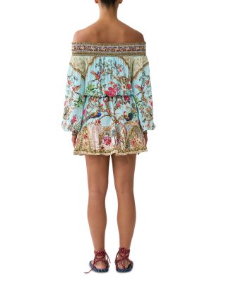 Silk Off The Shoulder Mini Dress